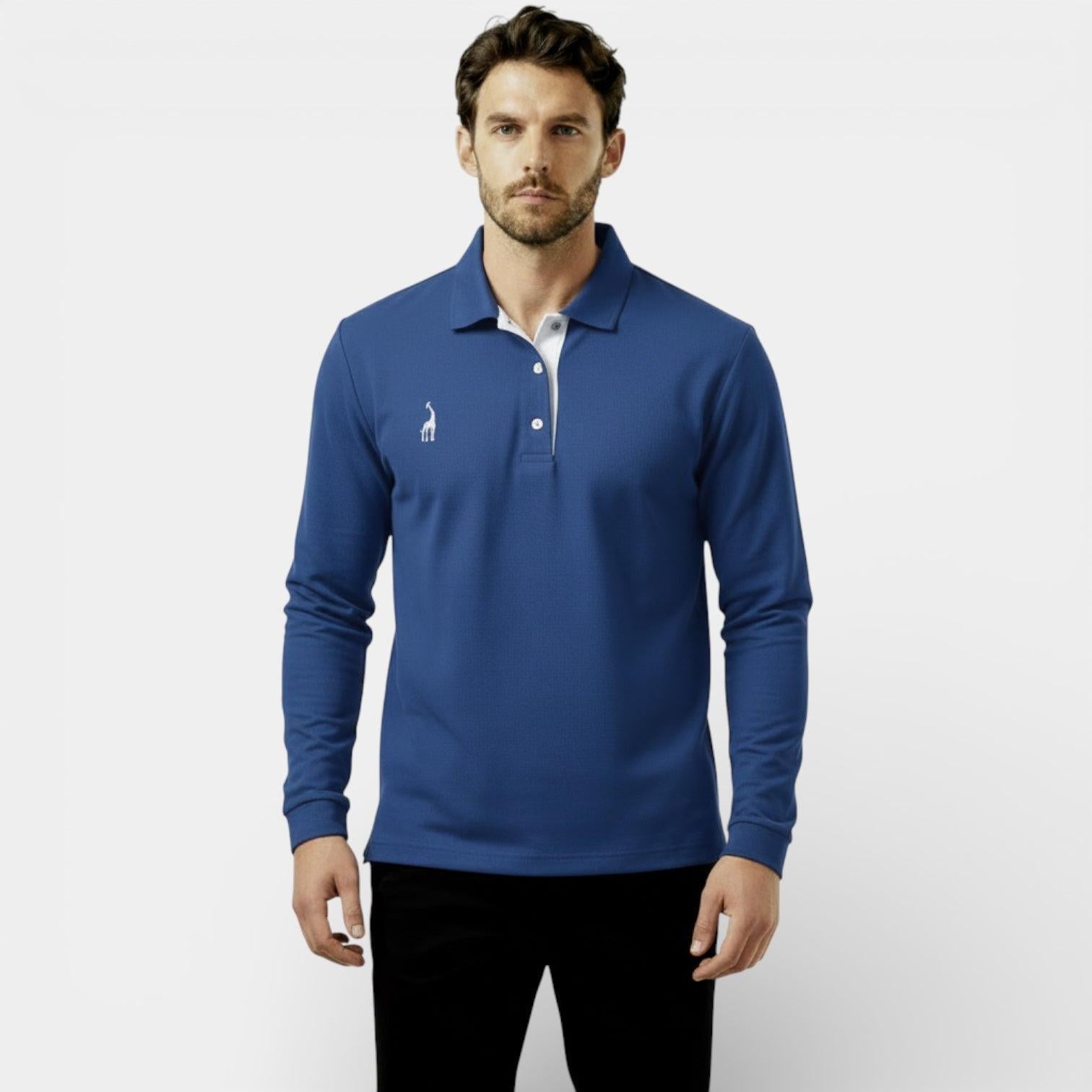 Men's Long Sleeve Polo Shirt - Classic Fit - Soft Cotton - Casual Wear - Available in Multiple Colors