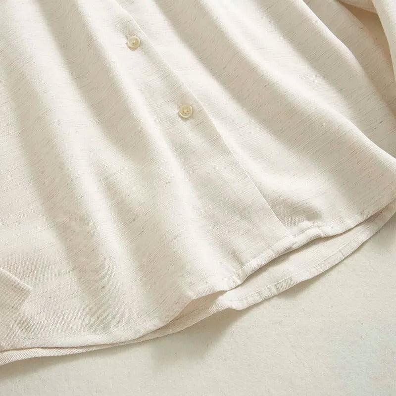Men's Long-Sleeve Revere Collar Shirt with Chest Pocket - Casual Cotton Dress Shirt for Everyday Wear