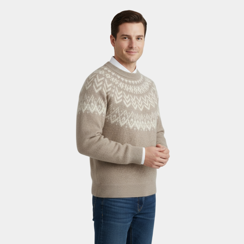 Men's Merino Wool Christmas Sweater - Festive Knit Design for Holiday Gatherings and Winter Celebrations