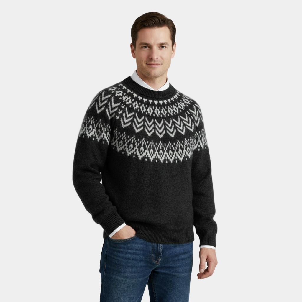 Men's Merino Wool Christmas Sweater - Festive Knit Design for Holiday Gatherings and Winter Celebrations