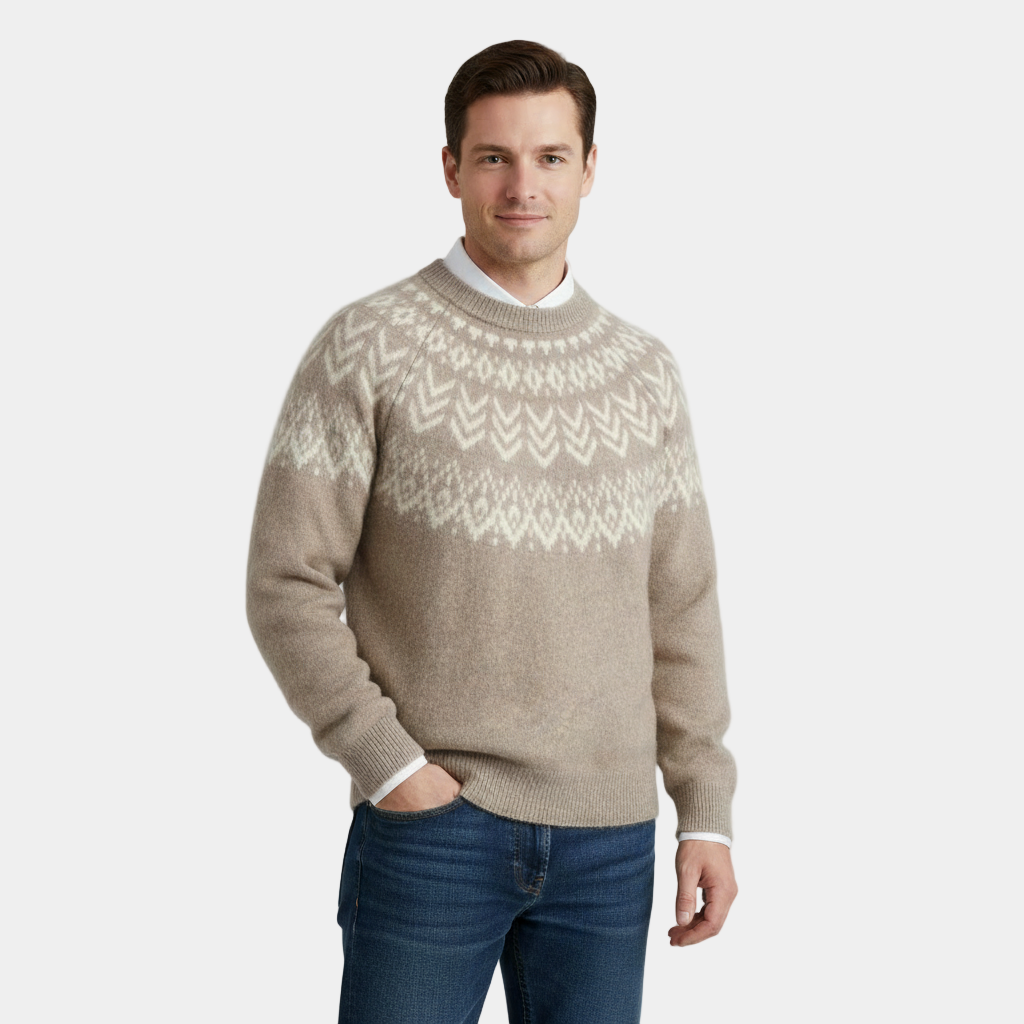 Men's Merino Wool Christmas Sweater - Festive Knit Design for Holiday Gatherings and Winter Celebrations