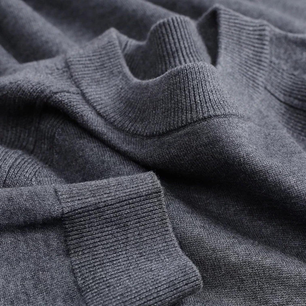 Men's Merino Wool Mock Neck Sweater - Raglan Sleeve Knit Jumper for Casual Wear