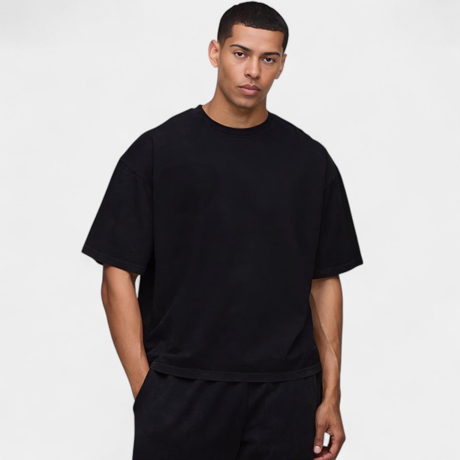 Men's Oversized Short-Sleeve Jersey Crew Neck Shirt for Casual Wear in Soft Cotton Blend