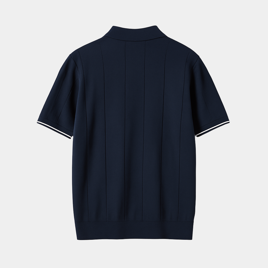 Men's Piqué Polo Shirt - Short Sleeve, Quarter-Zip Design, Ribbed Collar for Casual Wear