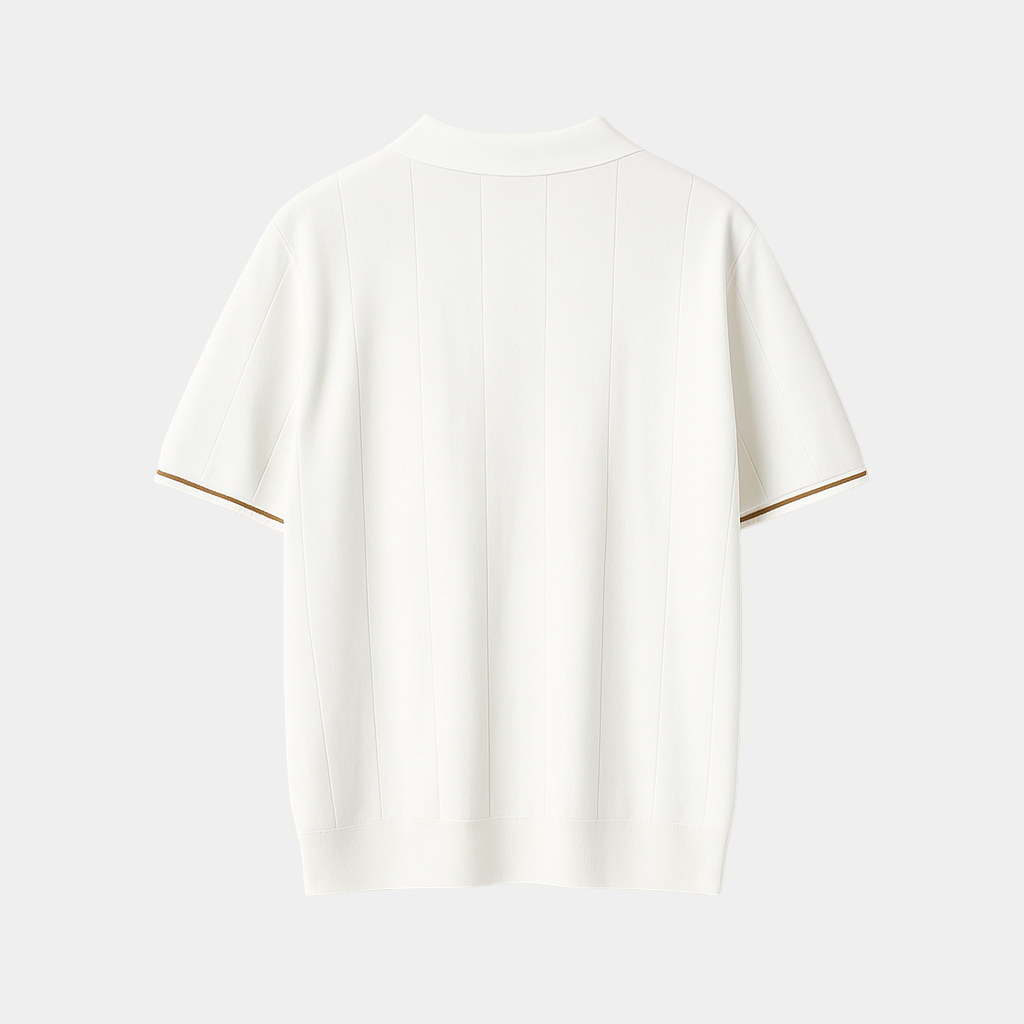 Men's Piqué Polo Shirt - Short Sleeve, Quarter-Zip Design, Ribbed Collar for Casual Wear