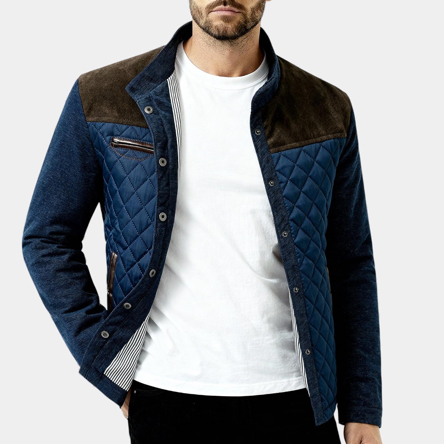 Men's Quilted Hybrid Jacket - Suede Finish - Casual Outerwear for Fall/Winter - Lightweight and Stylish