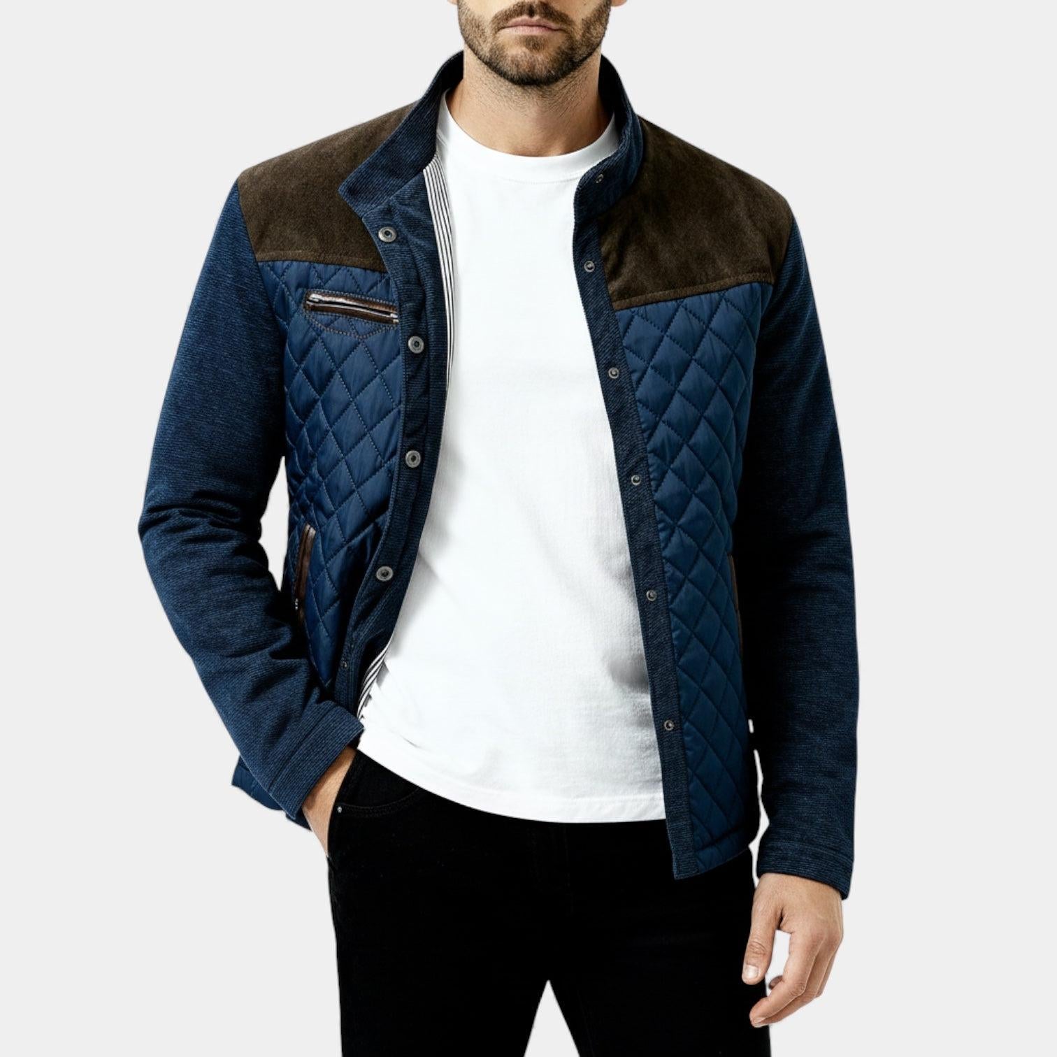 Men's Quilted Hybrid Jacket - Suede Finish - Casual Outerwear for Fall/Winter - Lightweight and Stylish