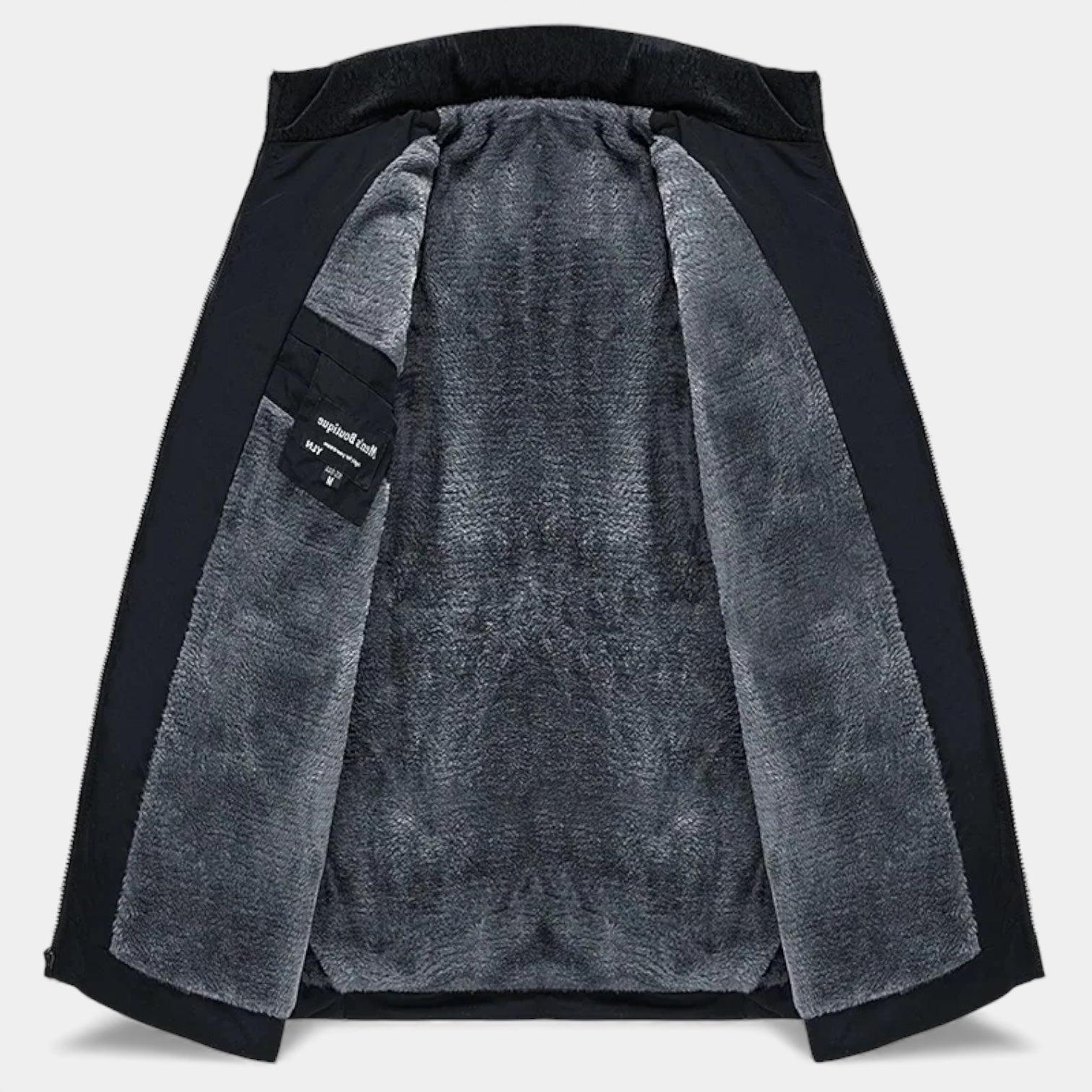 Men's Quilted Puffer Jacket with Faux Fur Lining for Winter Warmth and Comfort