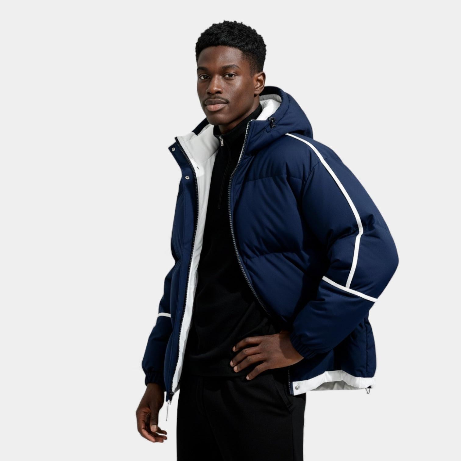 Men's Reflective Quilted Down Puffer Jacket for Winter Weather - Insulated and Warm