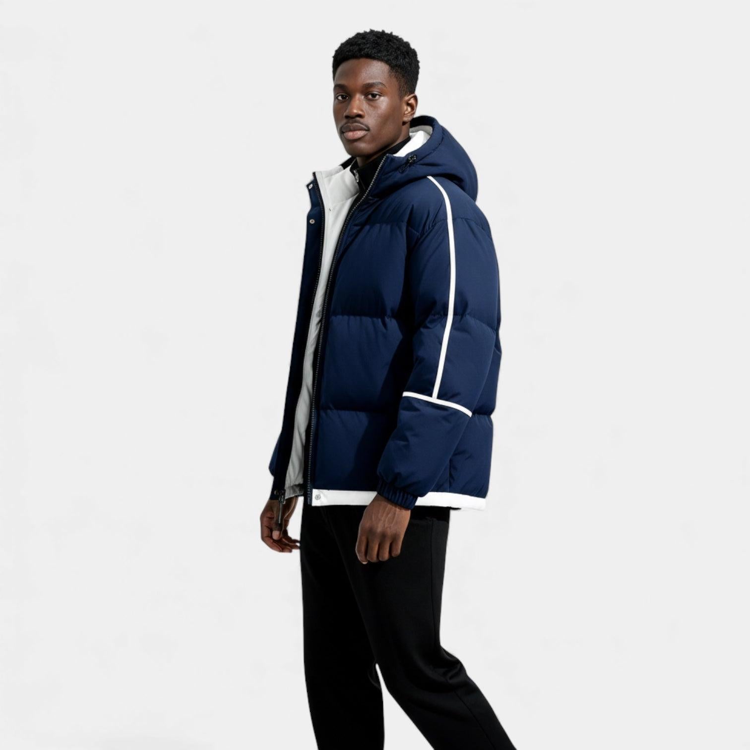 Men's Reflective Quilted Down Puffer Jacket for Winter Weather - Insulated and Warm