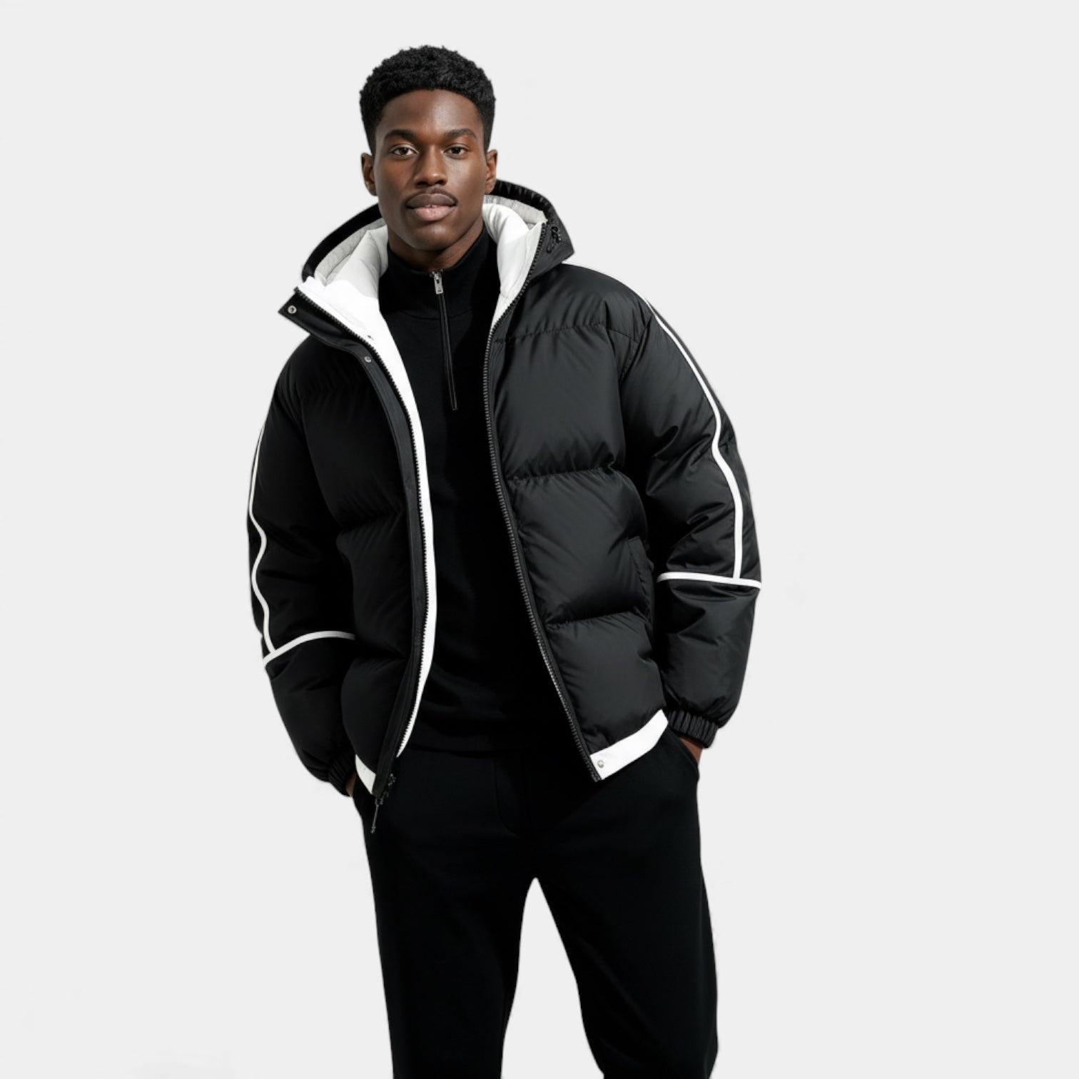 Men's Reflective Quilted Down Puffer Jacket for Winter Weather - Insulated and Warm