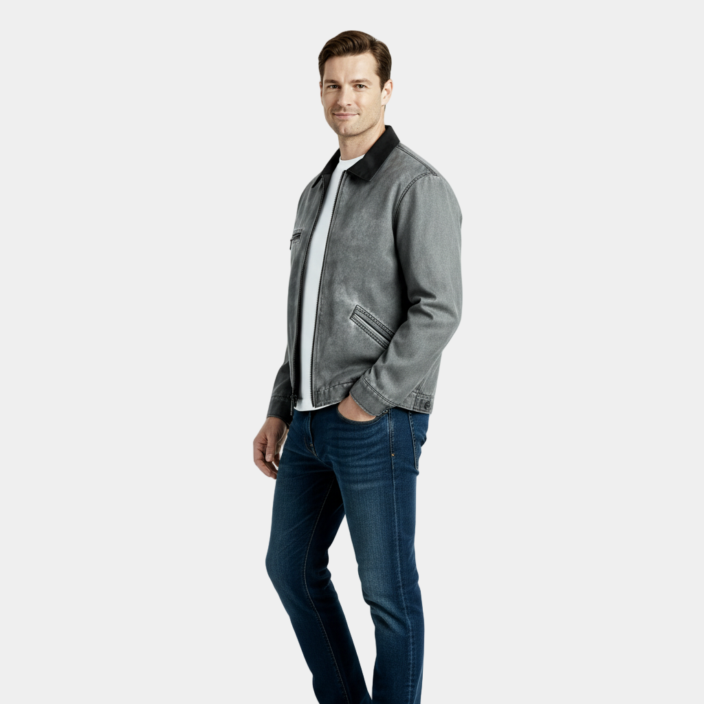 Men's Retro Zipper Jacket - Lightweight Cotton Blend - Casual Vintage Style Outerwear