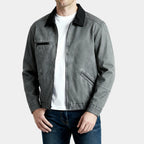 Men's Retro Zipper Jacket - Lightweight Cotton Blend - Casual Vintage Style Outerwear