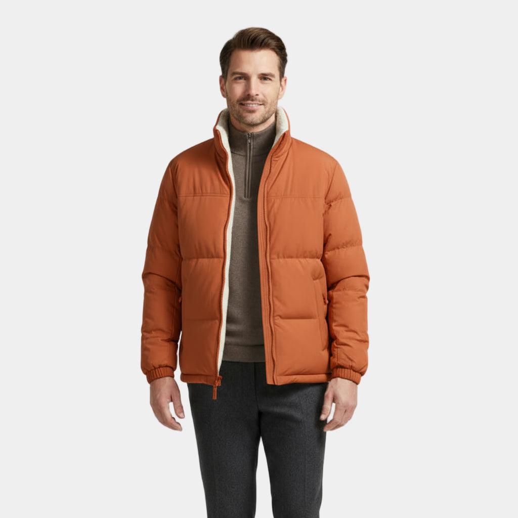 Men's Reversible Puffer Jacket - Sherpa Fleece & Padded Design for Winter Wear - Versatile Outerwear for Cold Weather