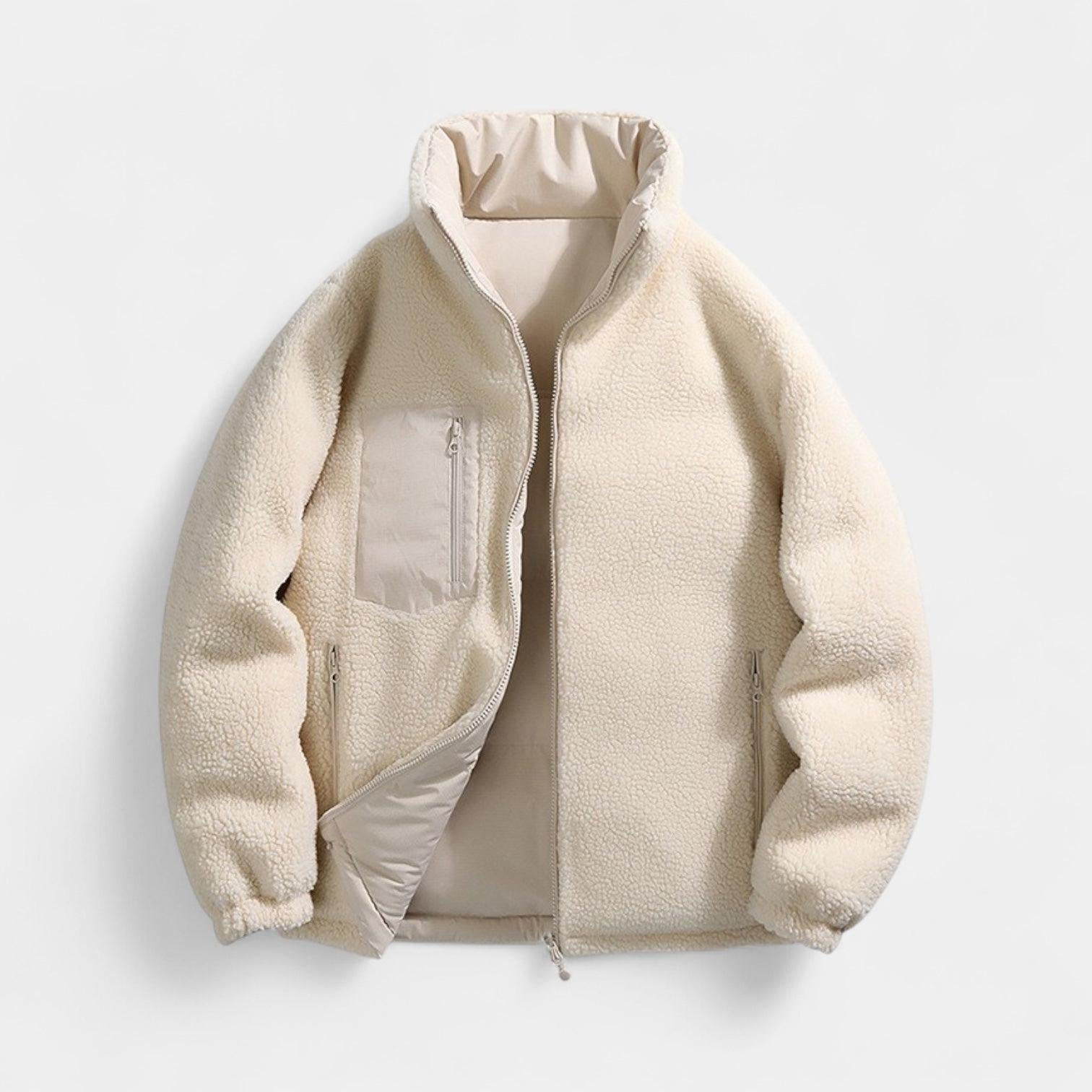 Men's Reversible Puffer Jacket - Sherpa Fleece & Padded Design for Winter Wear - Versatile Outerwear for Cold Weather