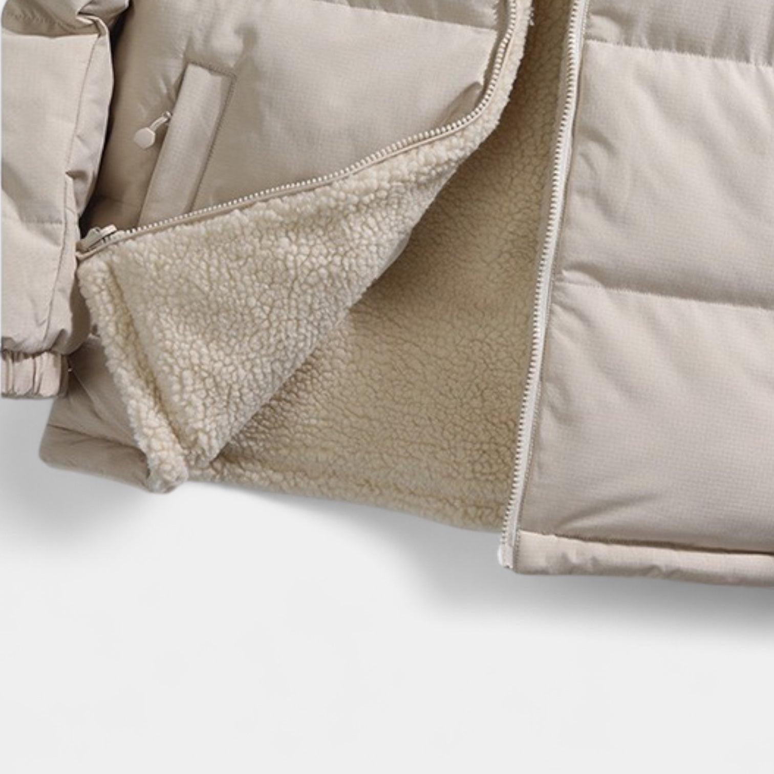 Men's Reversible Puffer Jacket - Sherpa Fleece & Padded Design for Winter Wear - Versatile Outerwear for Cold Weather