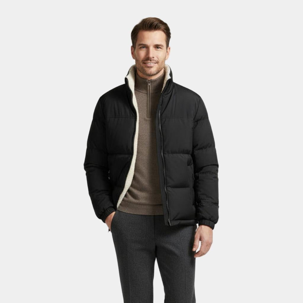 Men's Reversible Puffer Jacket - Sherpa Fleece & Padded Design for Winter Wear - Versatile Outerwear for Cold Weather