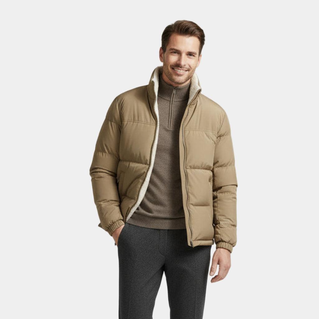Men's Reversible Puffer Jacket - Sherpa Fleece & Padded Design for Winter Wear - Versatile Outerwear for Cold Weather