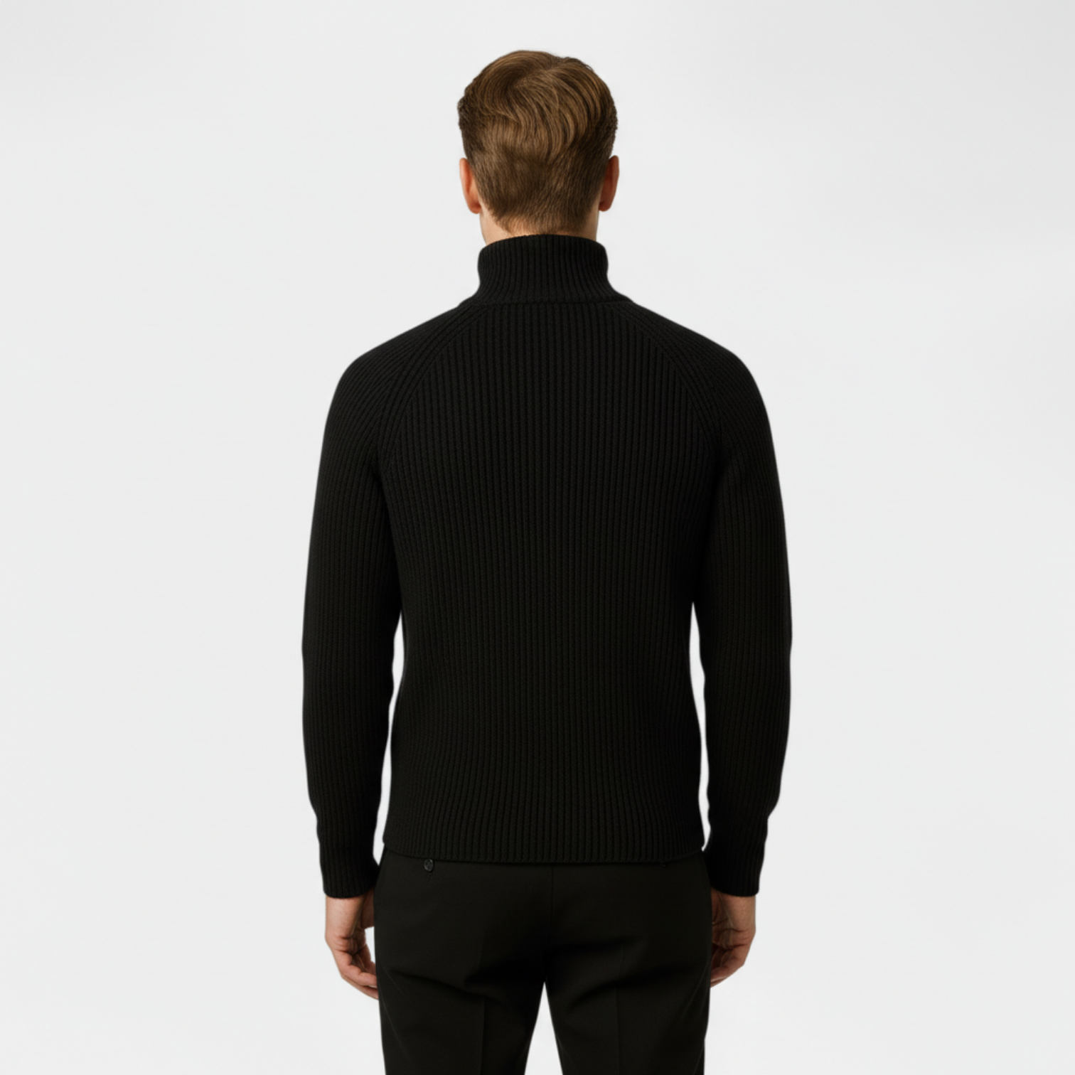 Men's Ribbed Half-Zip Pullover Sweater - Mock Neck Knit for Casual Wear and Layering