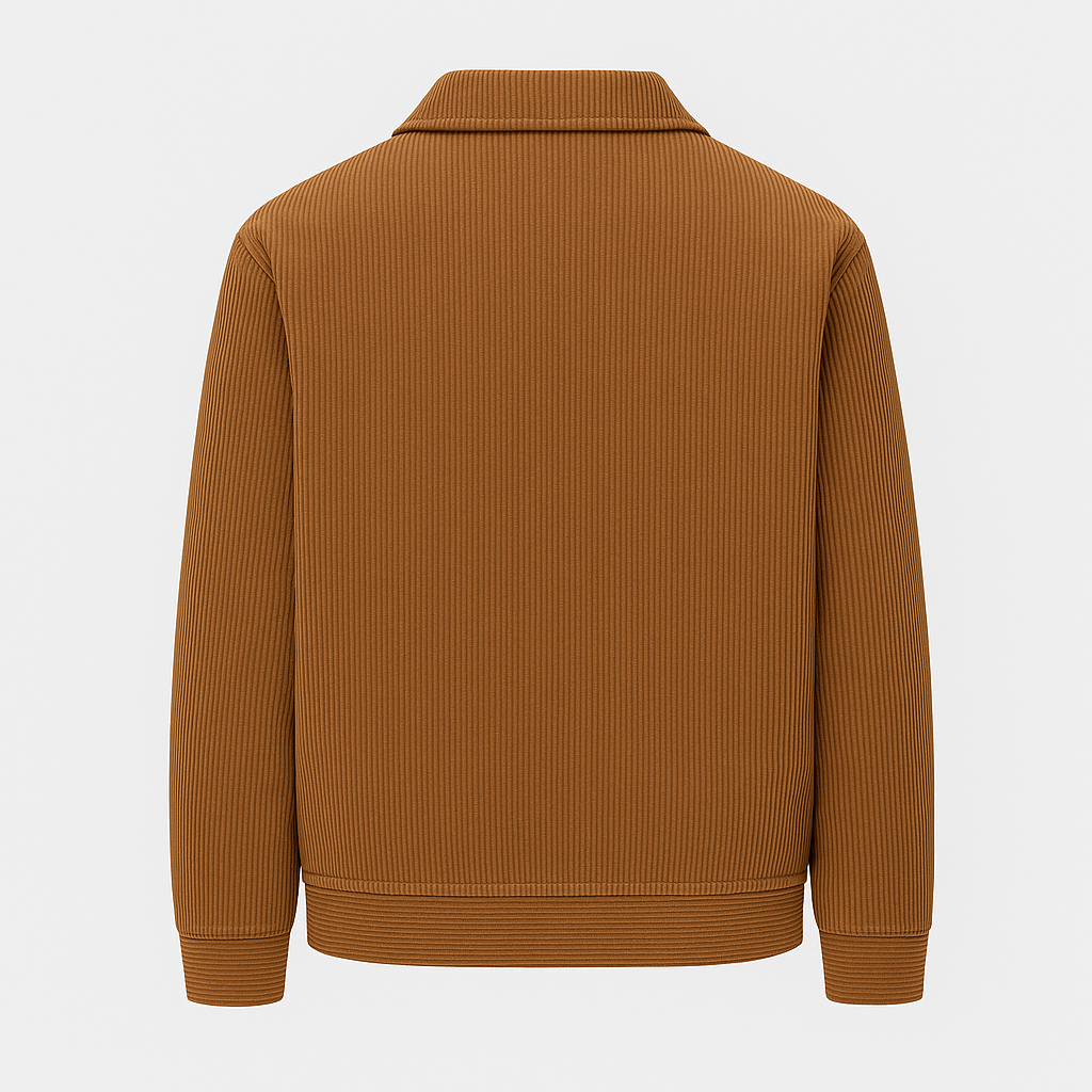 Men's Ribbed Jacket - Soft Cotton Blend - Casual Zip-Up Design - Perfect for Everyday Wear and Layering