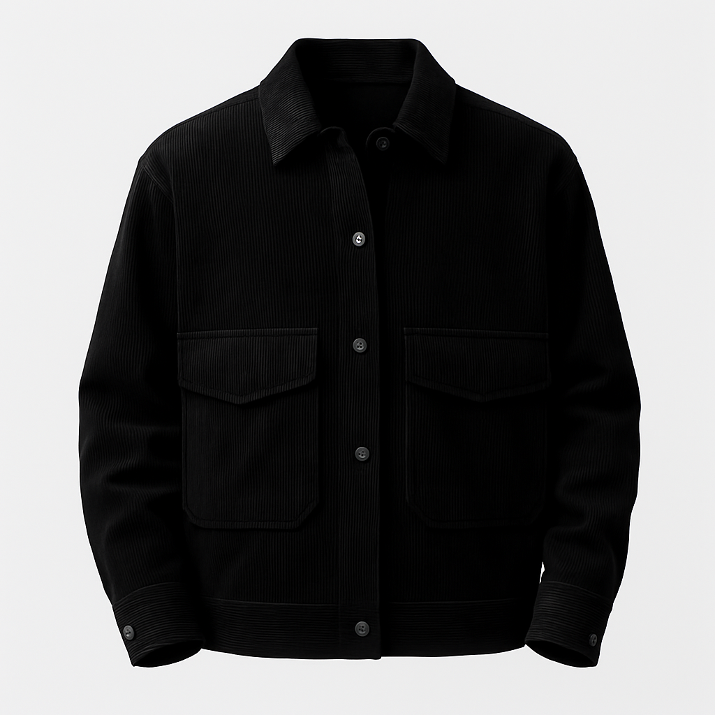 Men's Ribbed Jacket - Soft Cotton Blend - Casual Zip-Up Design - Perfect for Everyday Wear and Layering