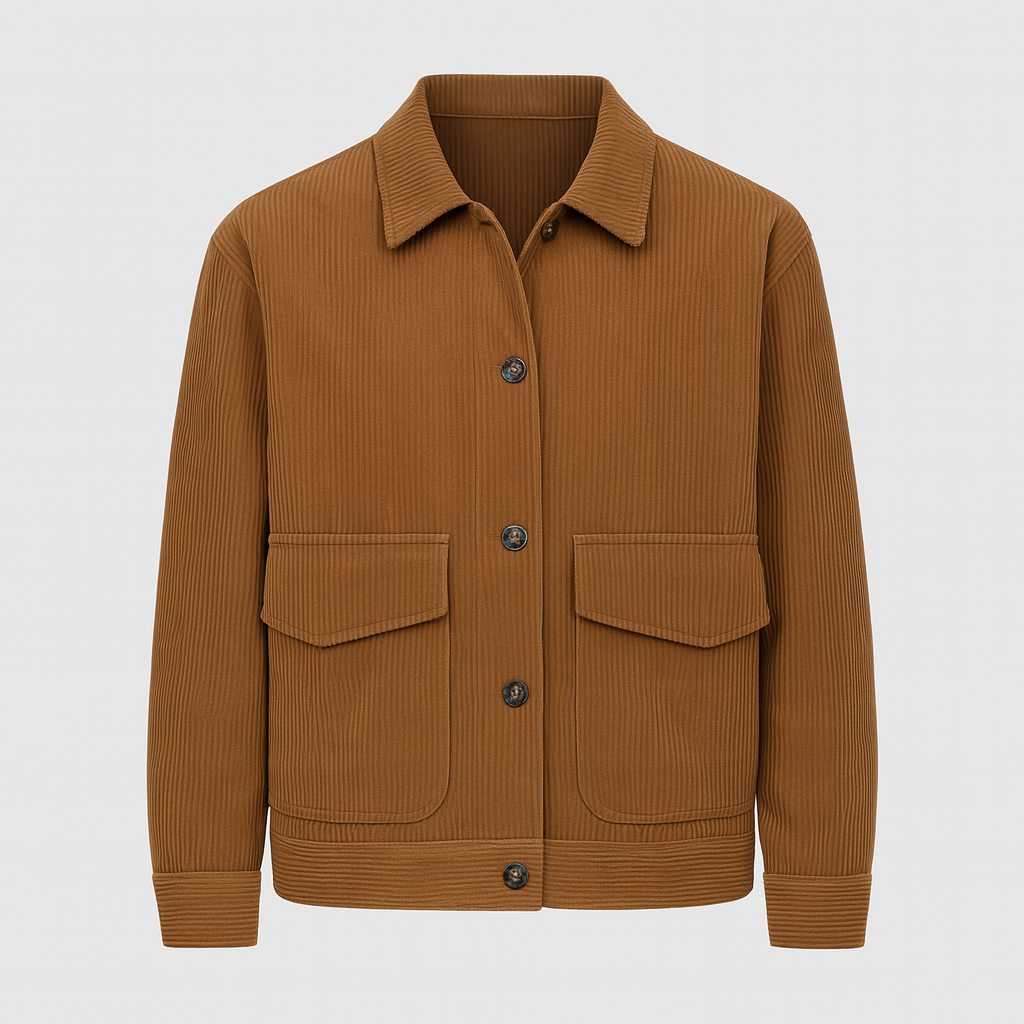 Men's Ribbed Jacket - Soft Cotton Blend - Casual Zip-Up Design - Perfect for Everyday Wear and Layering