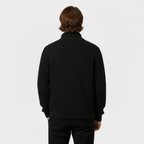 Men's Ribbed Knit Turtleneck Sweater - Full-Zip Jumper for Casual and Smart-Casual Wear