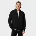 Men's Ribbed Knit Turtleneck Sweater - Full-Zip Jumper for Casual and Smart-Casual Wear