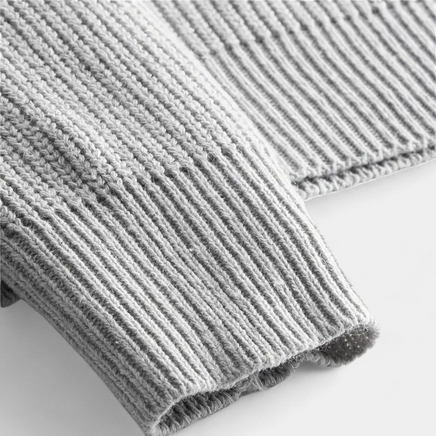 Men's Ribbed Knitted Half-Zip Sweater for Casual Wear in Soft, Comfortable Fabric