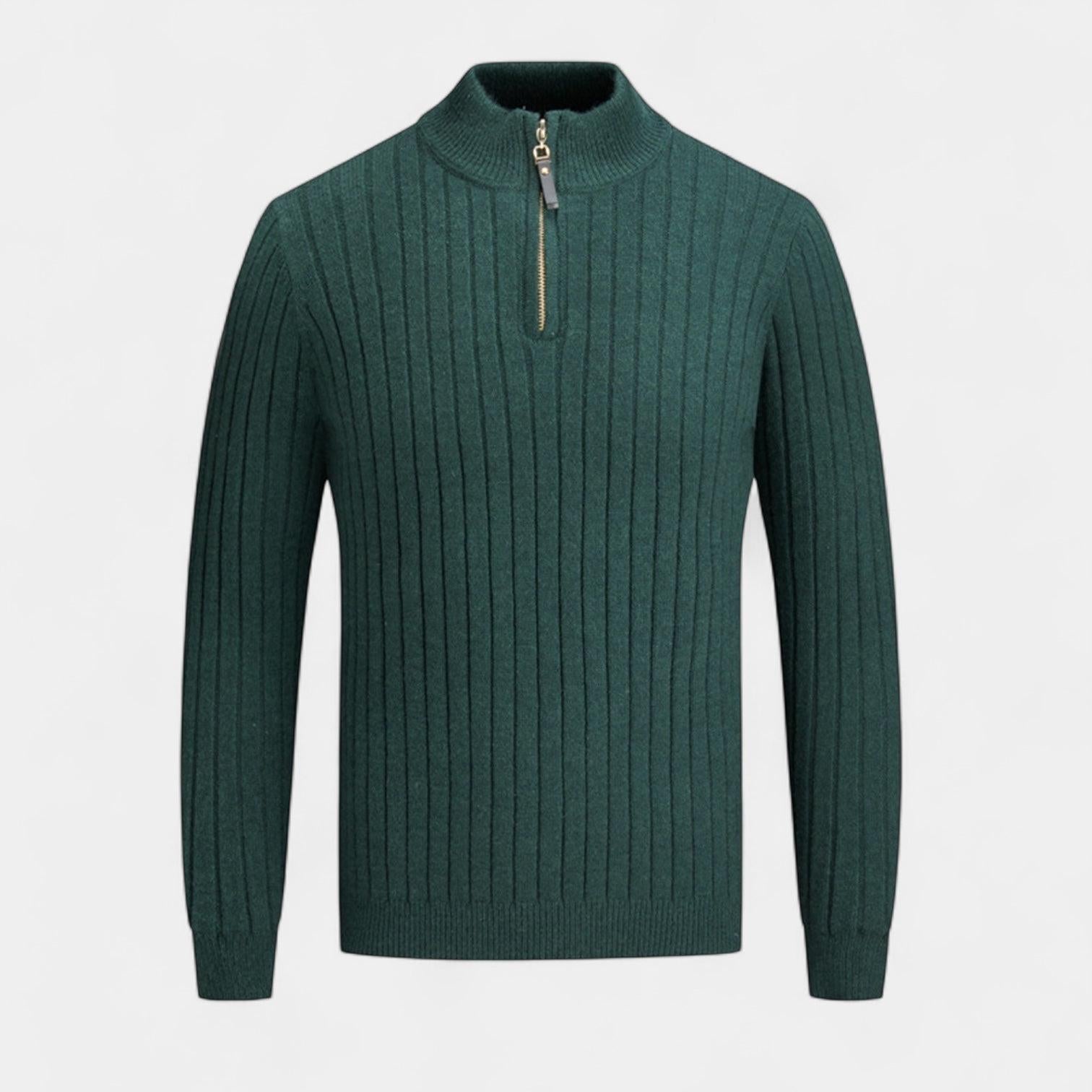 Men's Ribbed Quarter-Zip Mock Neck Sweater - Comfortable Knit Pullover for Casual Wear and Layering