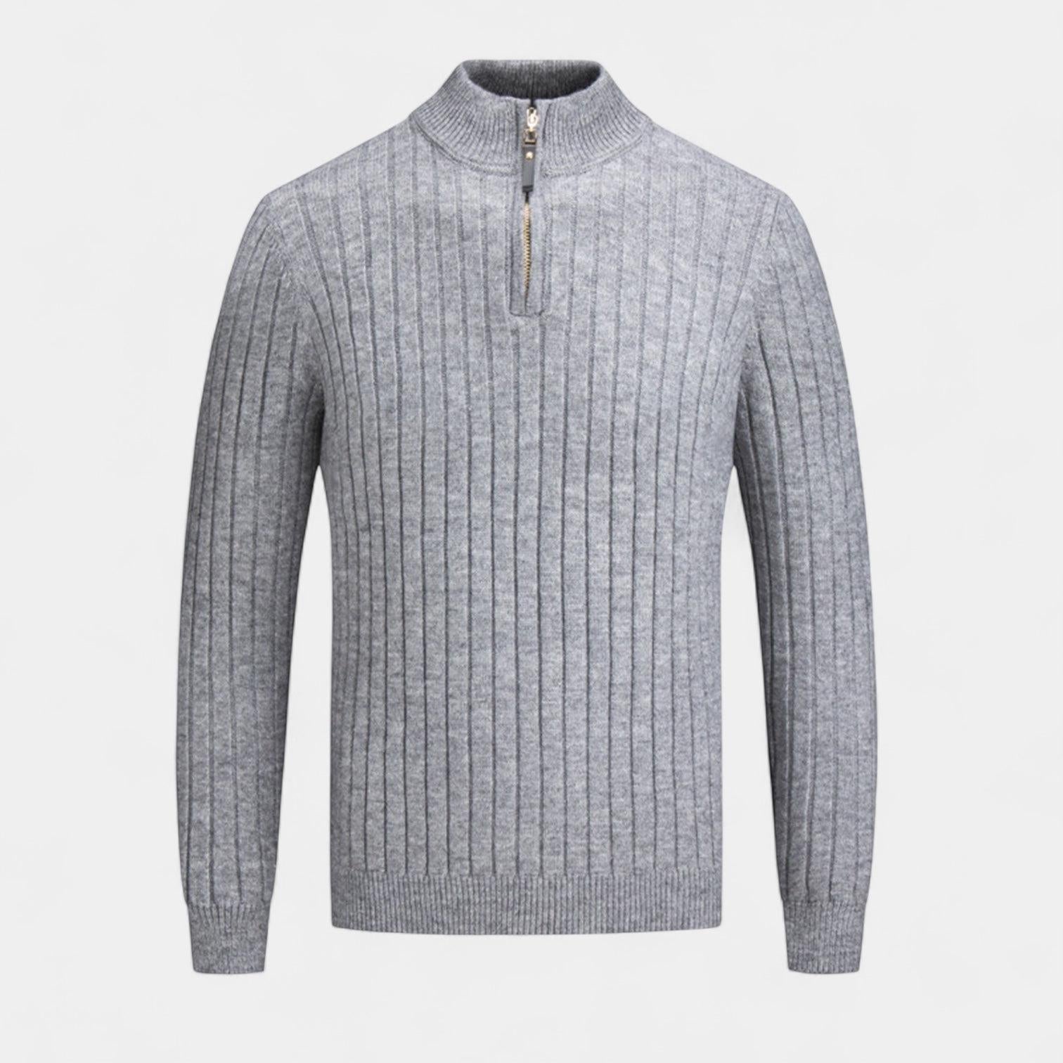 Men's Ribbed Quarter-Zip Mock Neck Sweater - Comfortable Knit Pullover for Casual Wear and Layering