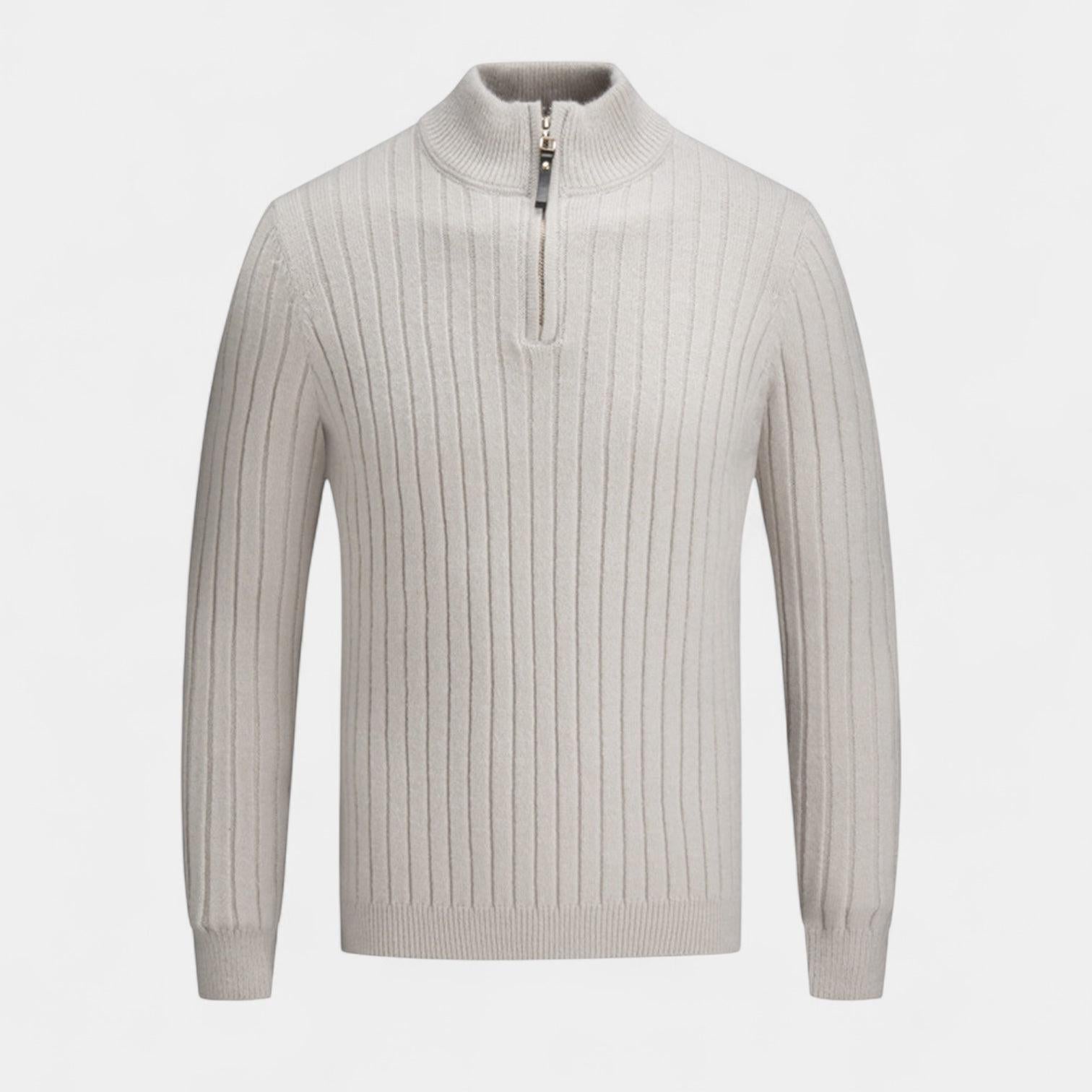 Men's Ribbed Quarter-Zip Mock Neck Sweater - Comfortable Knit Pullover for Casual Wear and Layering