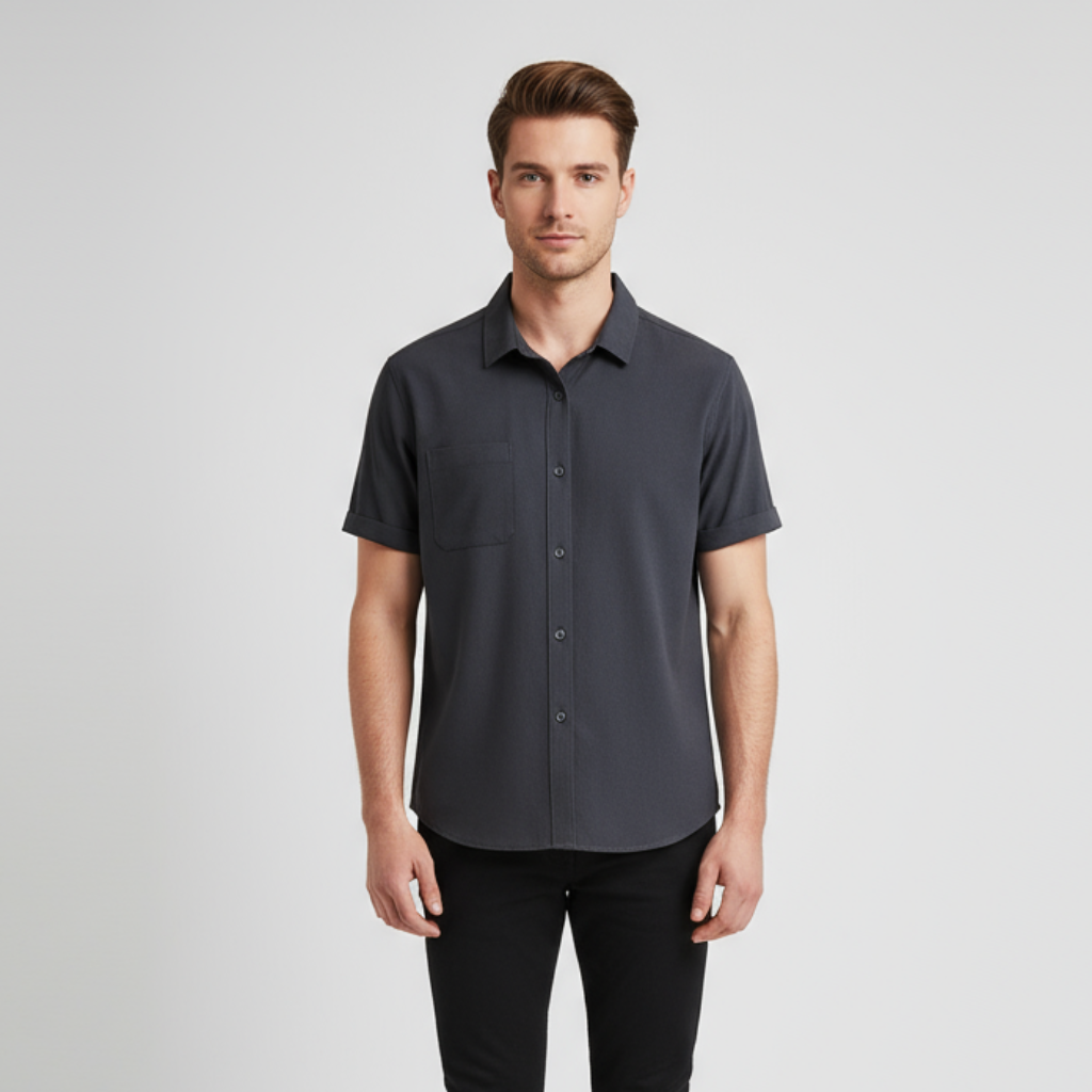 Men's Satin Piqué Short Sleeve Polo Shirt - Slim Fit Casual Wear for Everyday Style