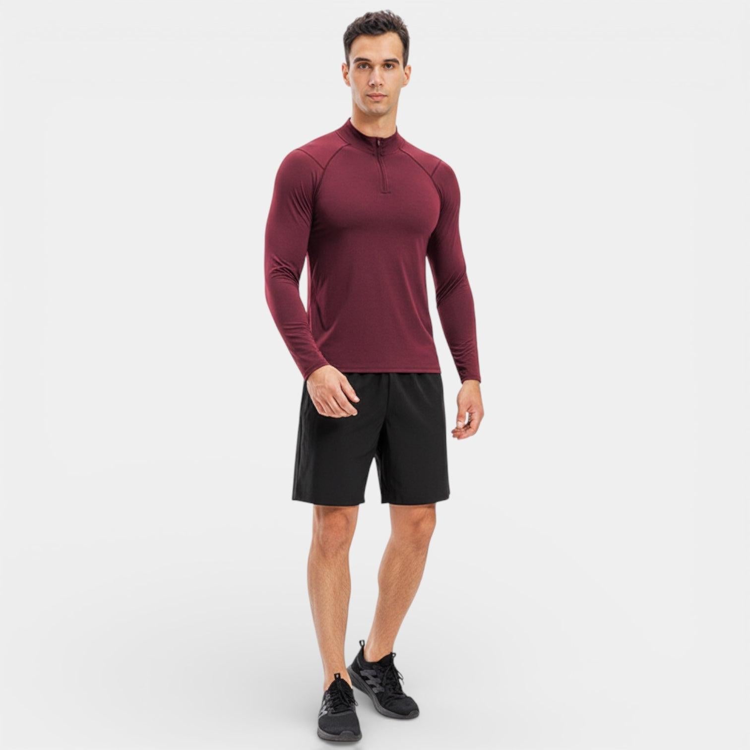 Men's Stretch Performance Quarter Zip Shirt - Moisture-Wicking Sport Top for Activewear and Outdoor Activities