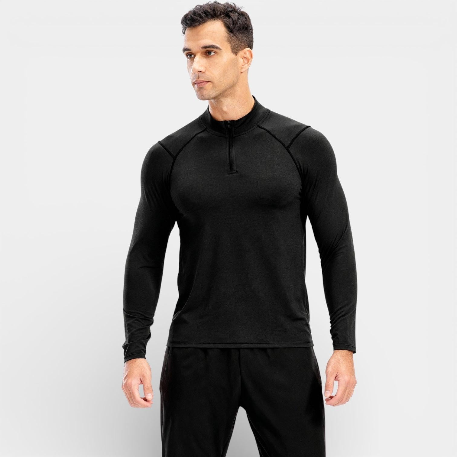 Men's Stretch Performance Quarter Zip Shirt - Moisture-Wicking Sport Top for Activewear and Outdoor Activities