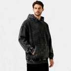 Men's Vintage Washed Hoodie - Relaxed Fit Cotton Blend - Casual Wear for Everyday Comfort