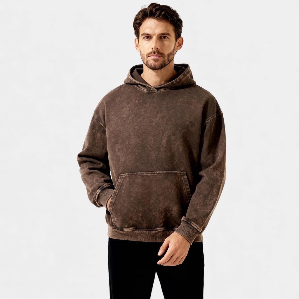 Men's Vintage Washed Hoodie - Relaxed Fit Cotton Blend - Casual Wear for Everyday Comfort