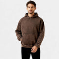 Men's Vintage Washed Hoodie - Relaxed Fit Cotton Blend - Casual Wear for Everyday Comfort