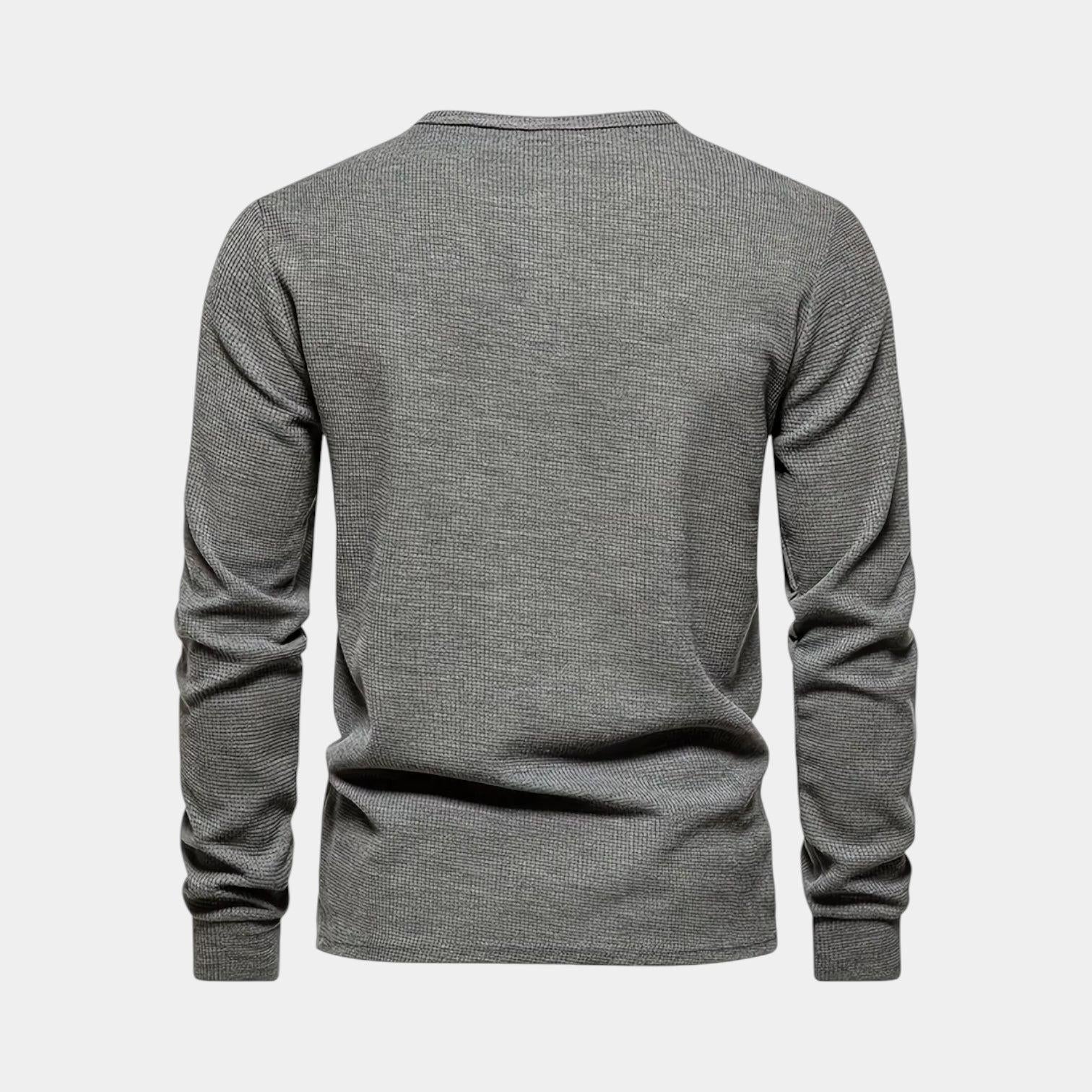 Men's Waffle-Knit Cotton Henley Sweatshirt for Casual Wear and Layering