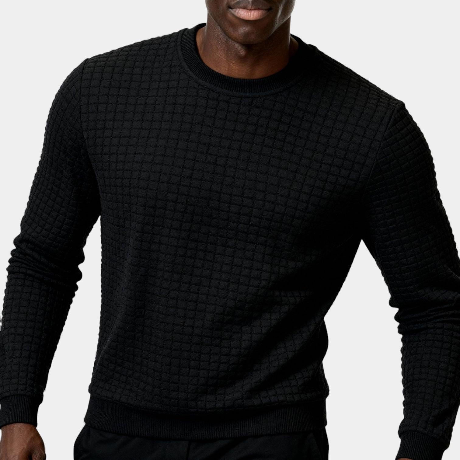 Men's Waffle Knit Sweater - Crew Neck Jumper - Cozy Casual Knitwear for Everyday Wear