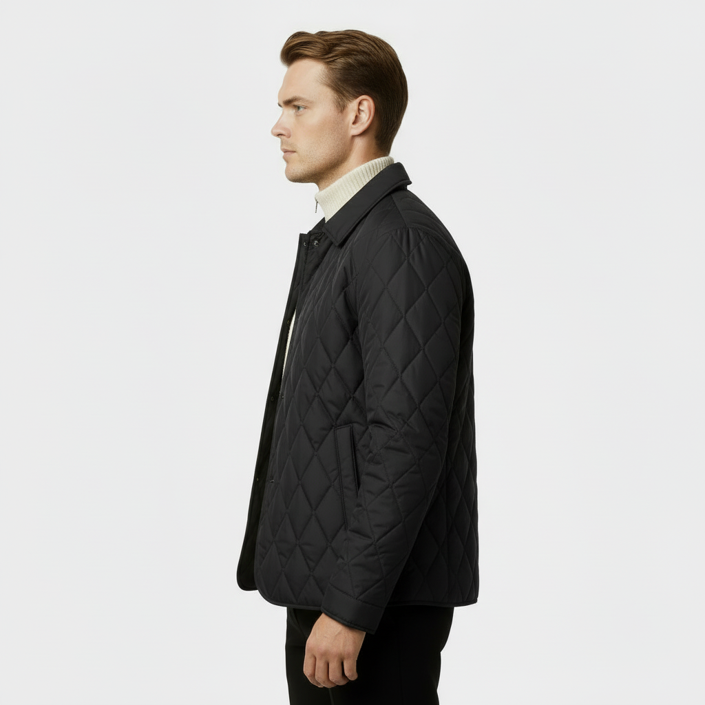 Men's Water-Resistant Lightweight Quilted Overshirt Jacket for Casual Wear and Layering