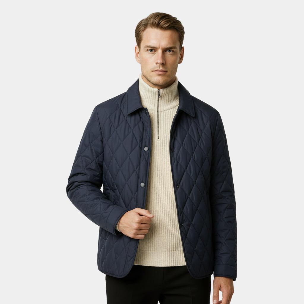 Men's Water-Resistant Lightweight Quilted Overshirt Jacket for Casual Wear and Layering