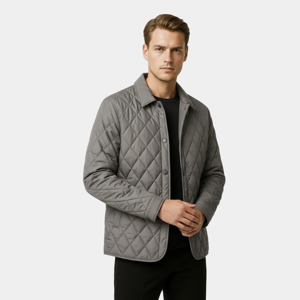 Men's Water-Resistant Lightweight Quilted Overshirt Jacket for Casual Wear and Layering