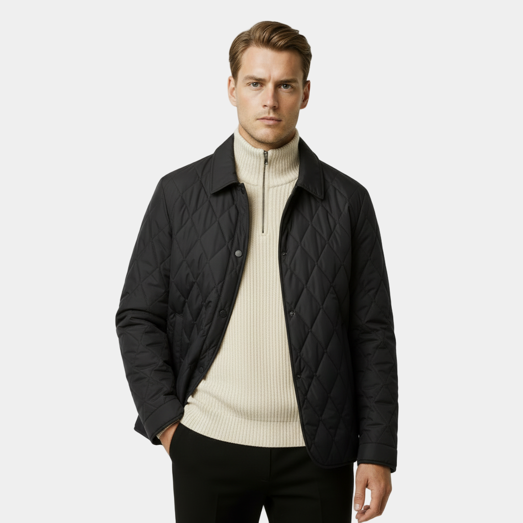 Men's Water-Resistant Lightweight Quilted Overshirt Jacket for Casual Wear and Layering