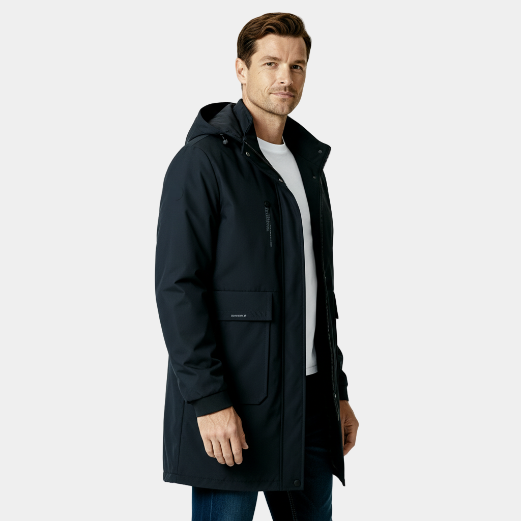 Men's Windproof Waterproof Long Parka Jacket for Winter Outdoor Activities