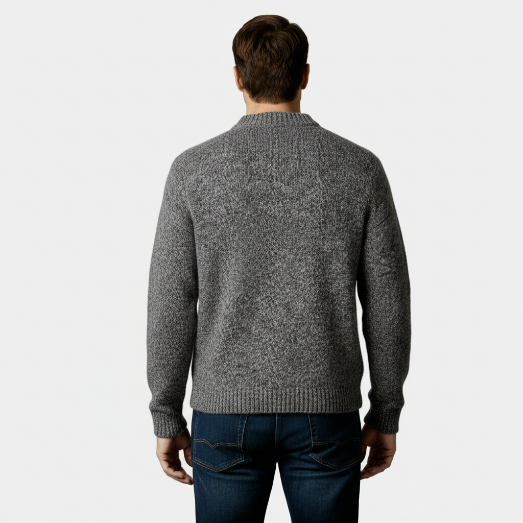 Men's Wool-Blend Crewneck Sweater in Heathered Design for Casual Wear