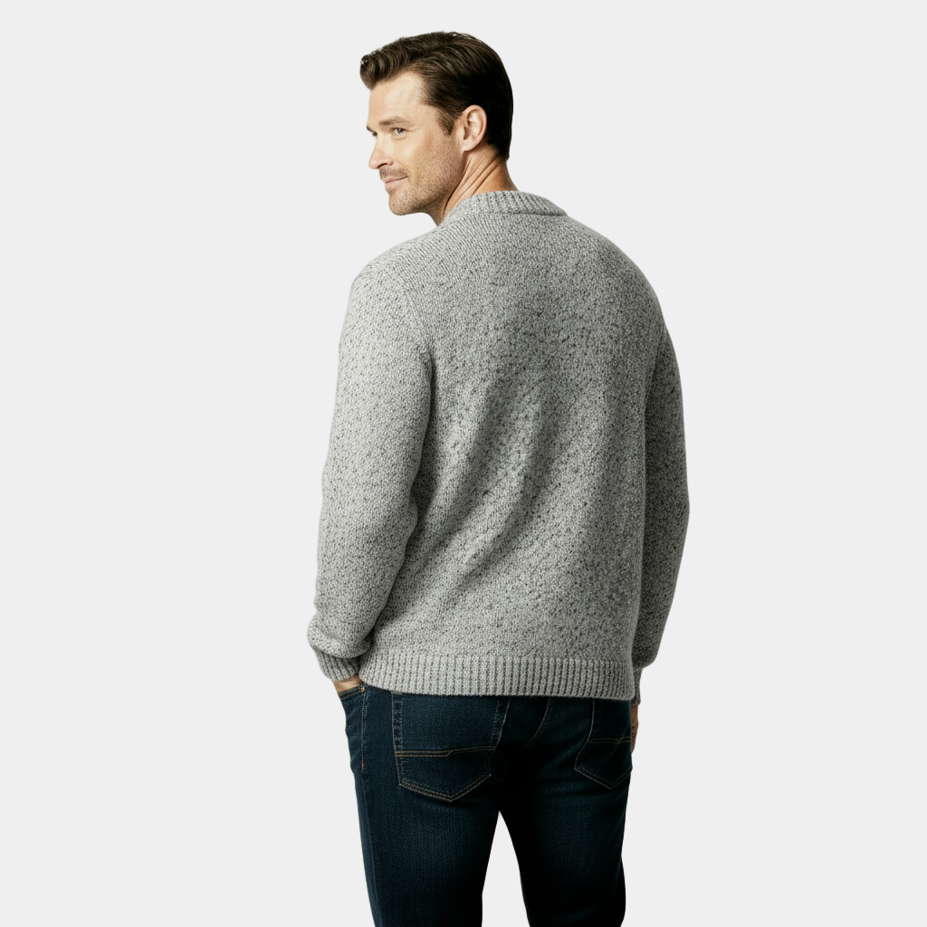 Men's Wool-Blend Crewneck Sweater in Heathered Design for Casual Wear