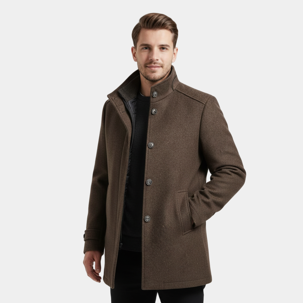 Men's Wool-Blend Stand-Collar Coat with Removable Padded Vest for Men's Wool-Blend Stand-Collar Coat with Removable Padded Vest for