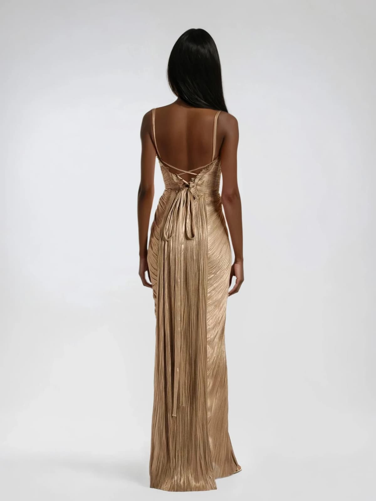 Metallic Corset Maxi Dress - Elegant Evening Wear for Special Occasions