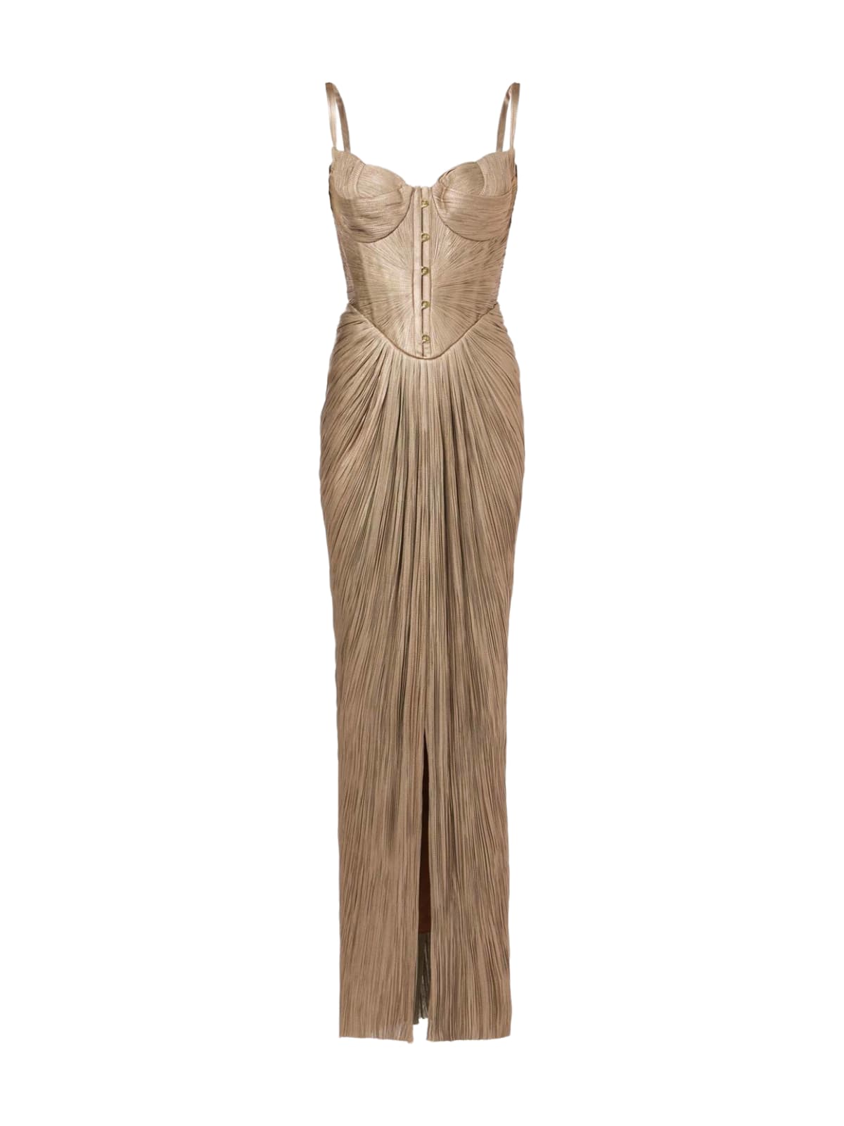 Metallic Corset Maxi Dress - Elegant Evening Wear for Special Occasions